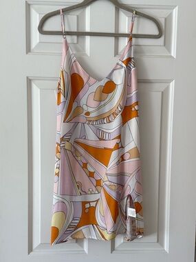Olivaceous Pink and Orange Abstract Print Mini Dress - EUC Size S